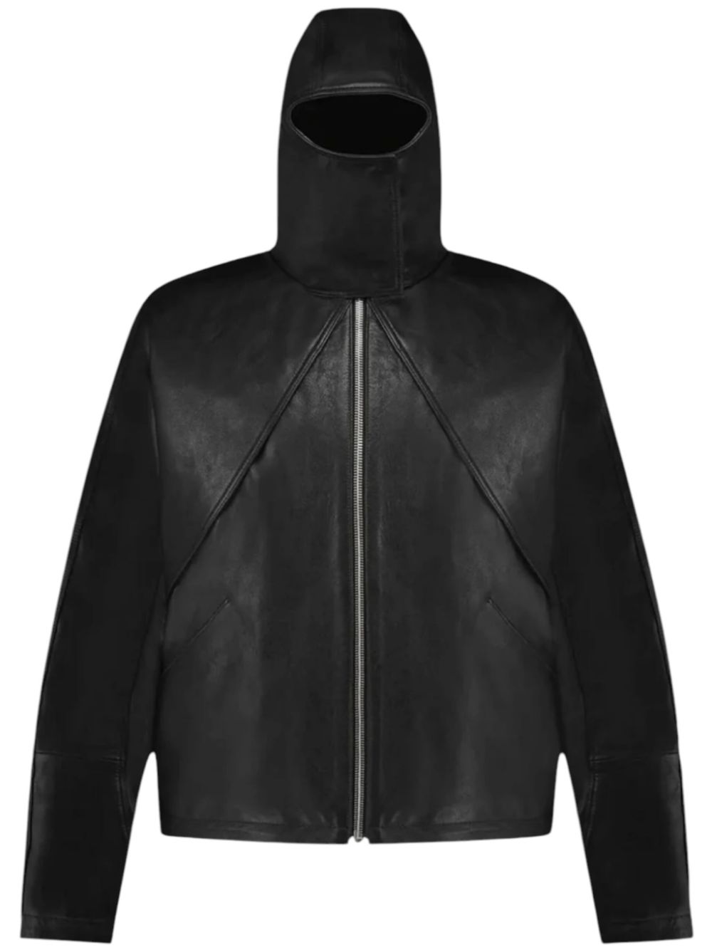 Leather balaclava jacket - Black