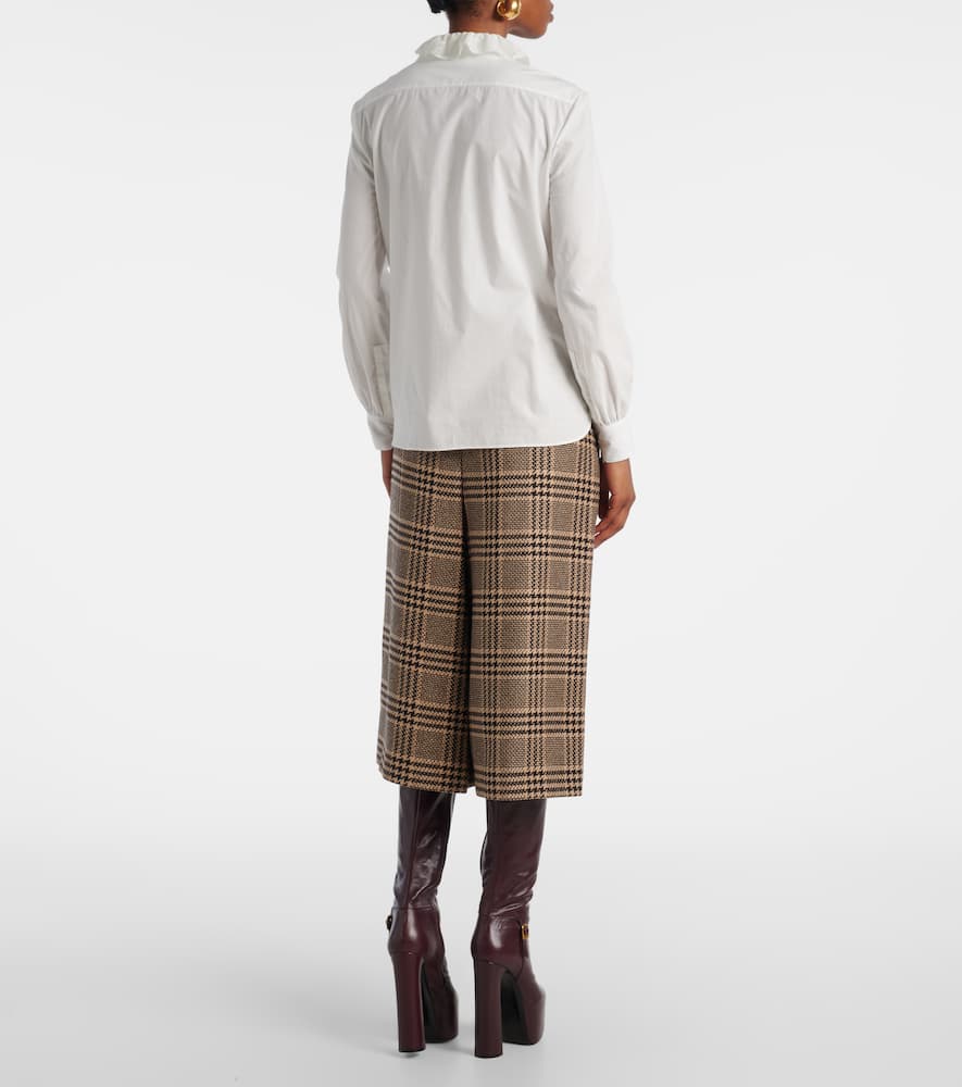 Lace-trimmed cotton poplin blouse