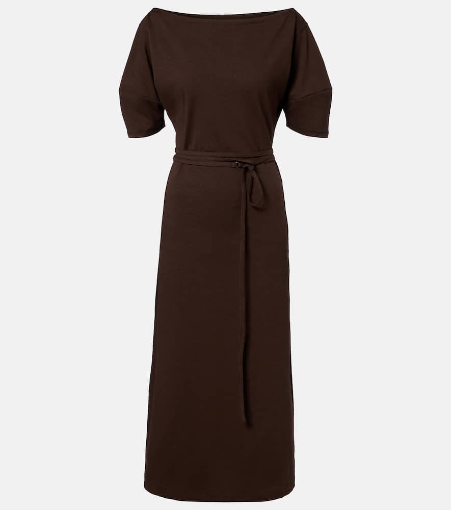 Cotton and linen jersey midi dress