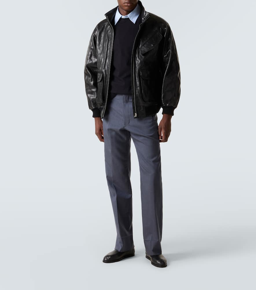 Leather bomber jacket