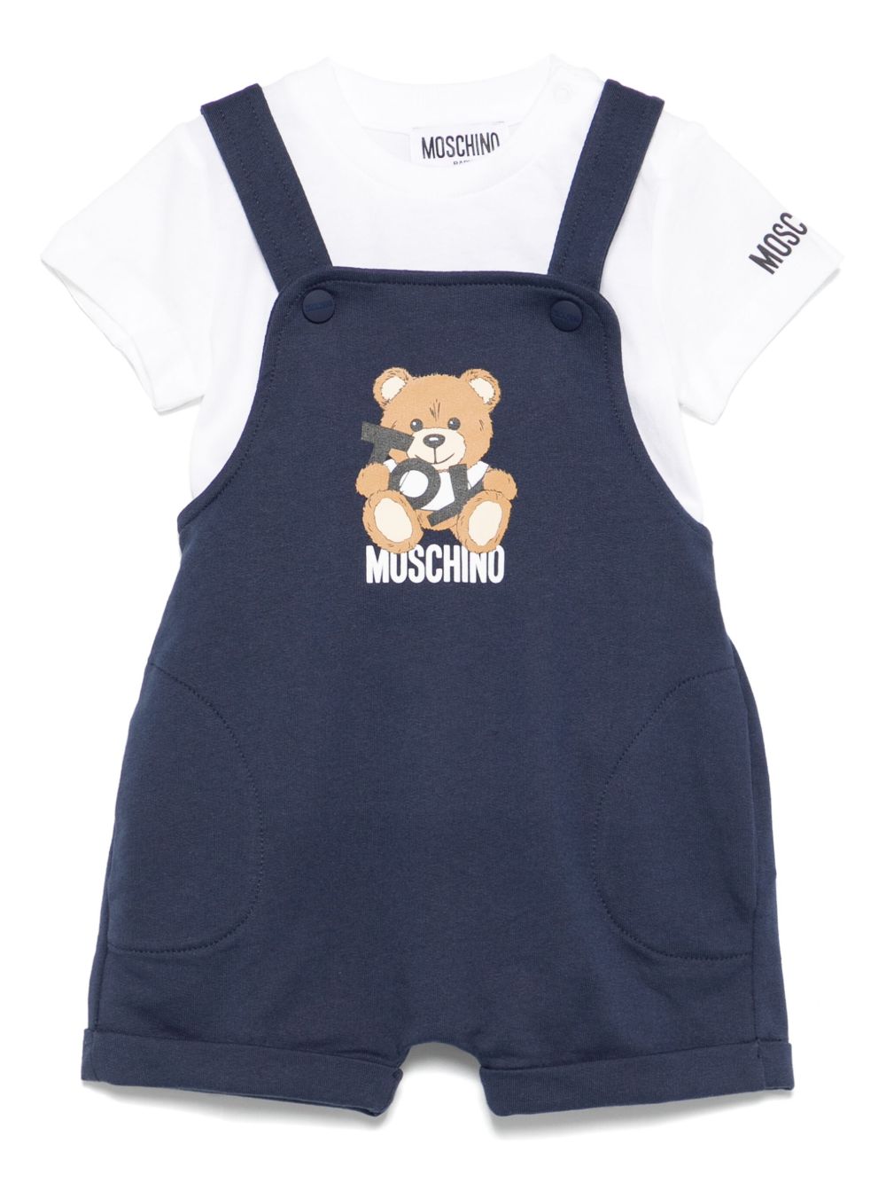 Teddy Bear dungarees - White
