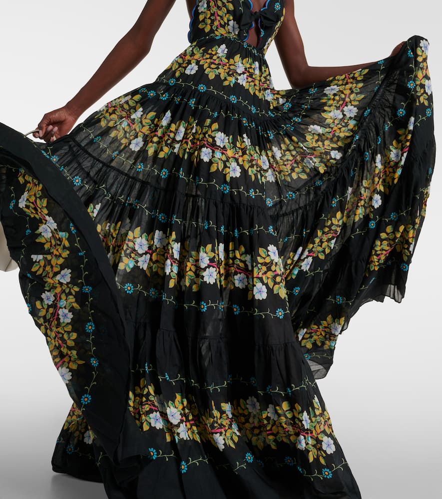 Floral tiered cotton gown