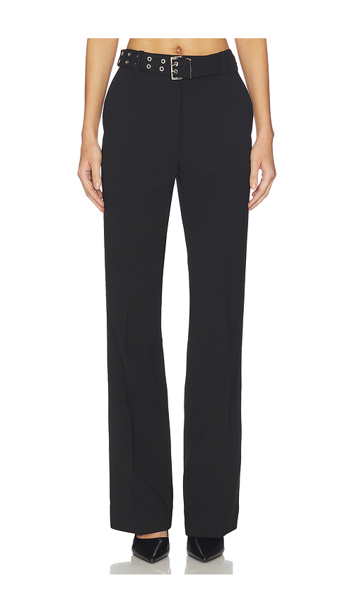 Ganni Bonded Crepe Belted Pant in Black. 34. Also