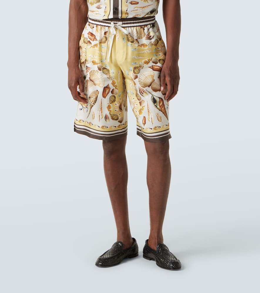 Printed silk twill shorts