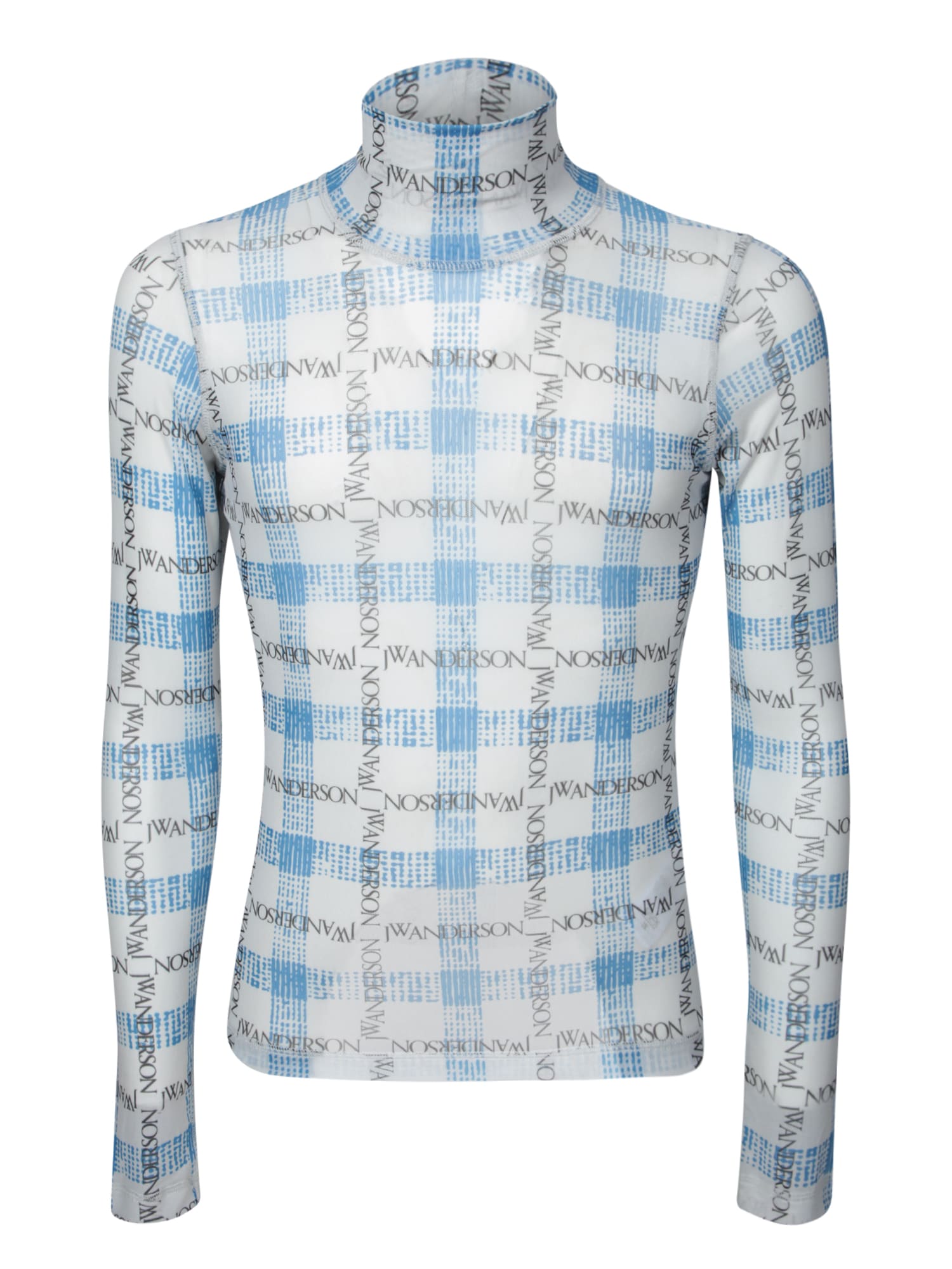 Logo grid-print T-shirt - Blue
