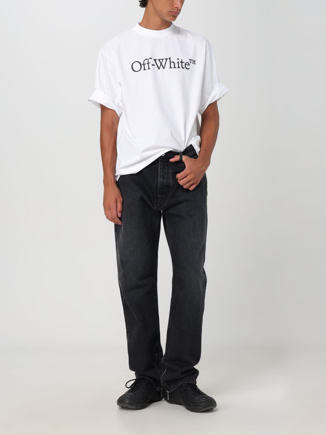 Zip-detail straigh-leg jeans - Black