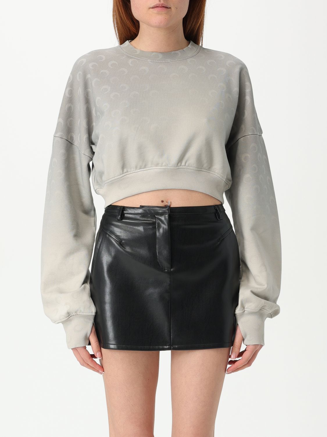 Marine Serre moon fleece cropped sweatshirt - Grey