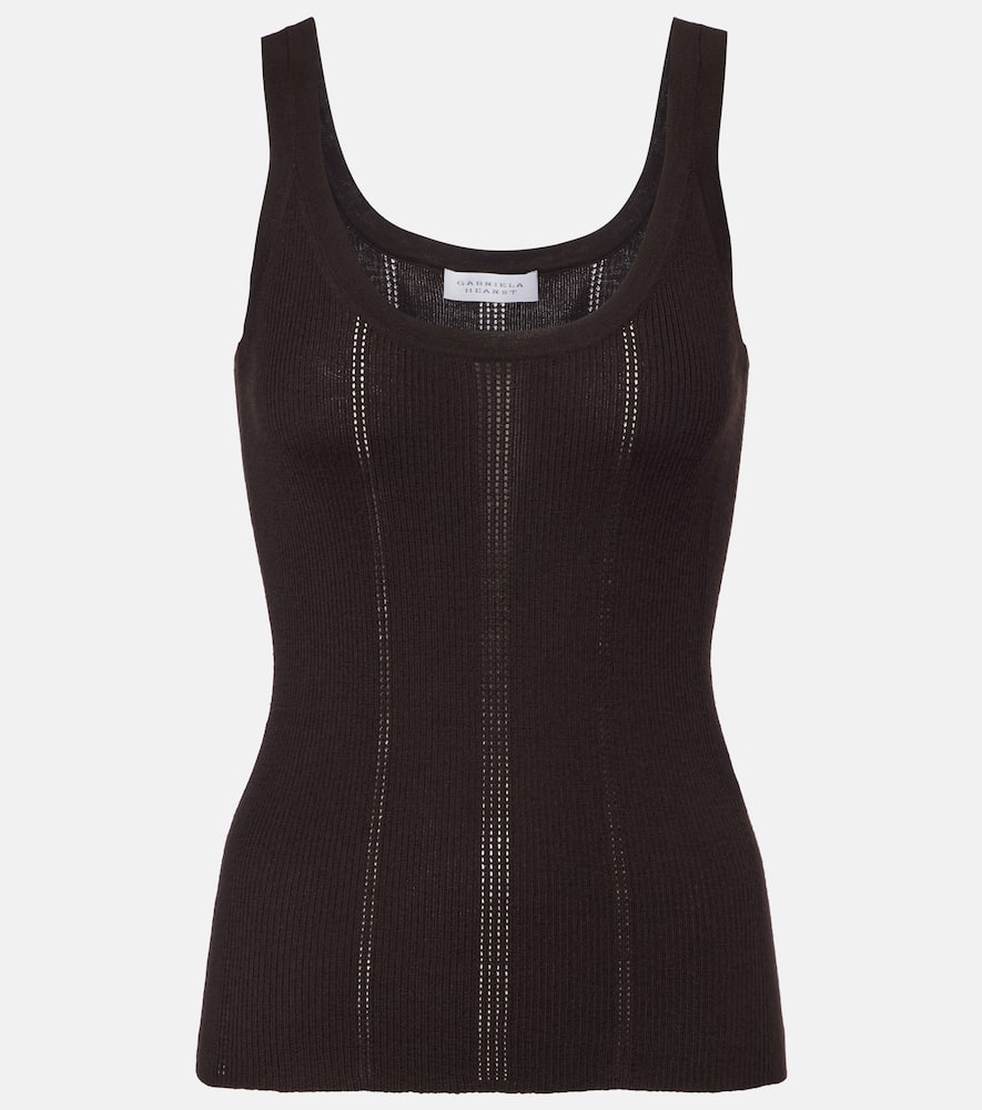 Pointelle wool tank top