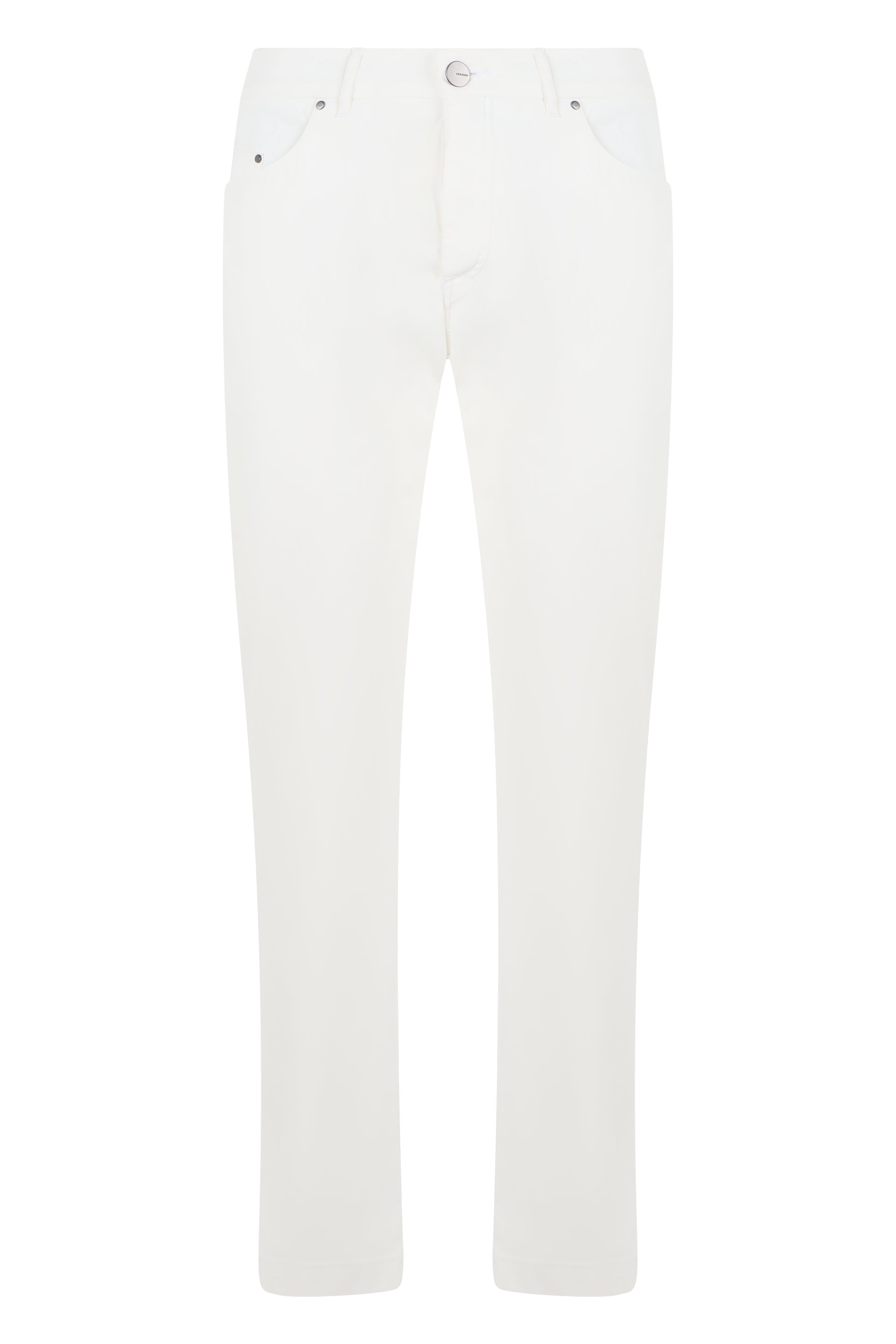 Elastic Cotton Trousers with High Waist & Side Pockets