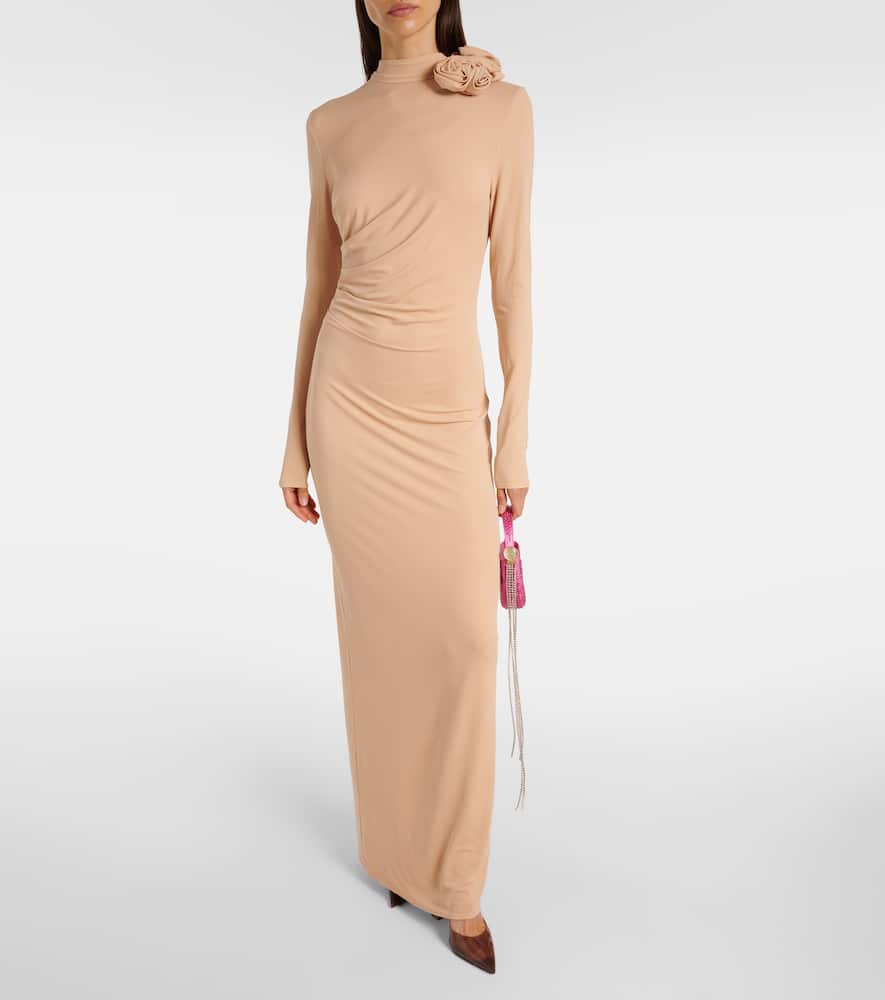 Floral-appliqué gown