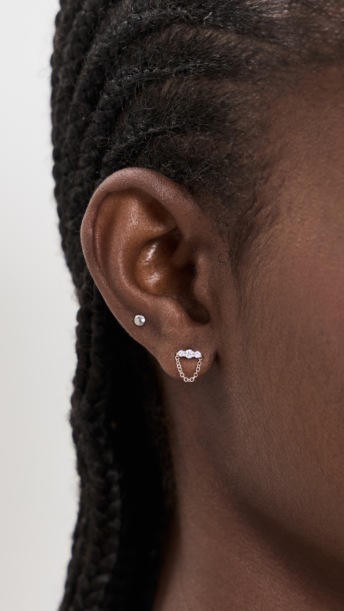 14k Graduated Diamond Bar Chain Stud Earrings Gold One Size