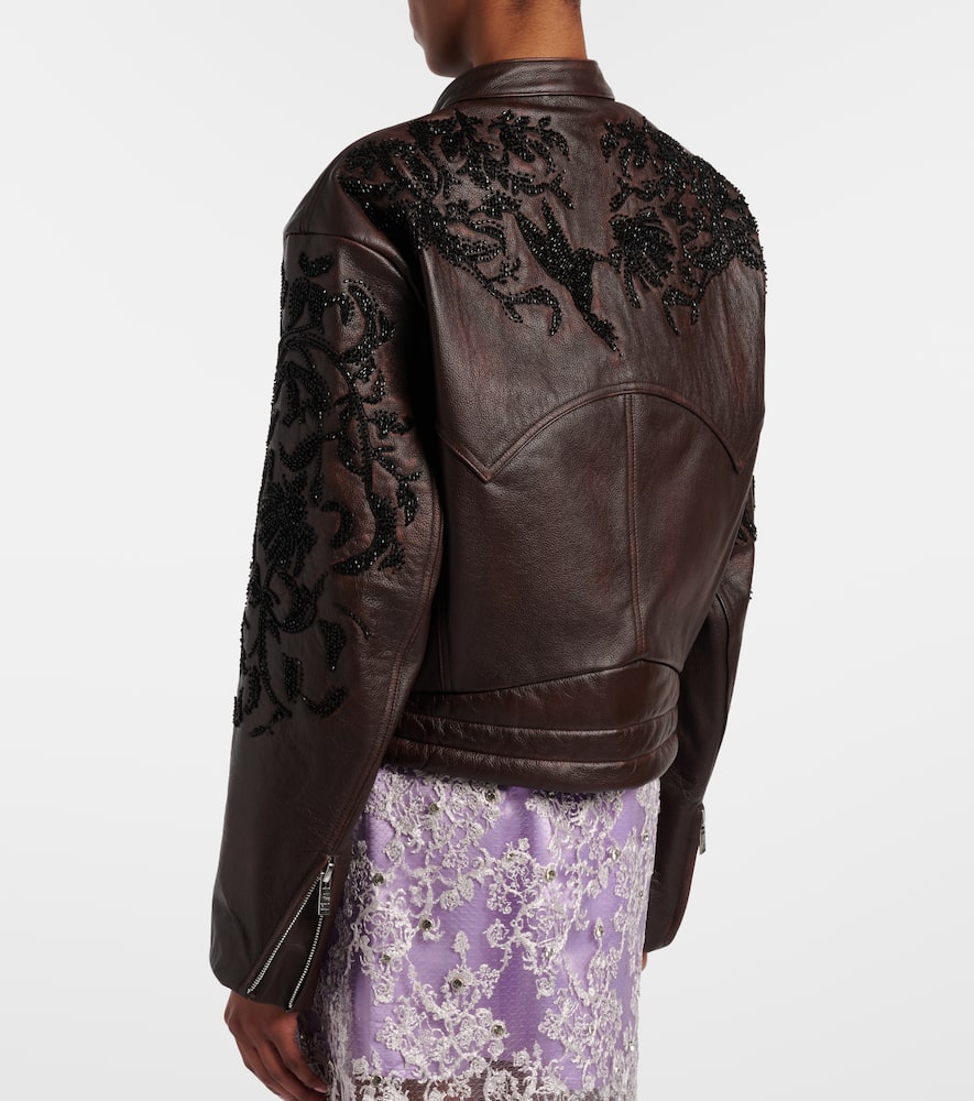 Beaded leather jacket