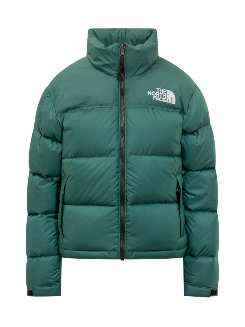 Green Logo Puffer Mock Collar Jacket