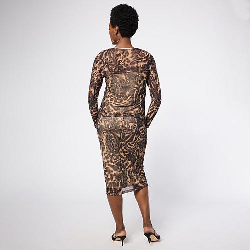Cowl Neck Top with Rhinestones - Animal