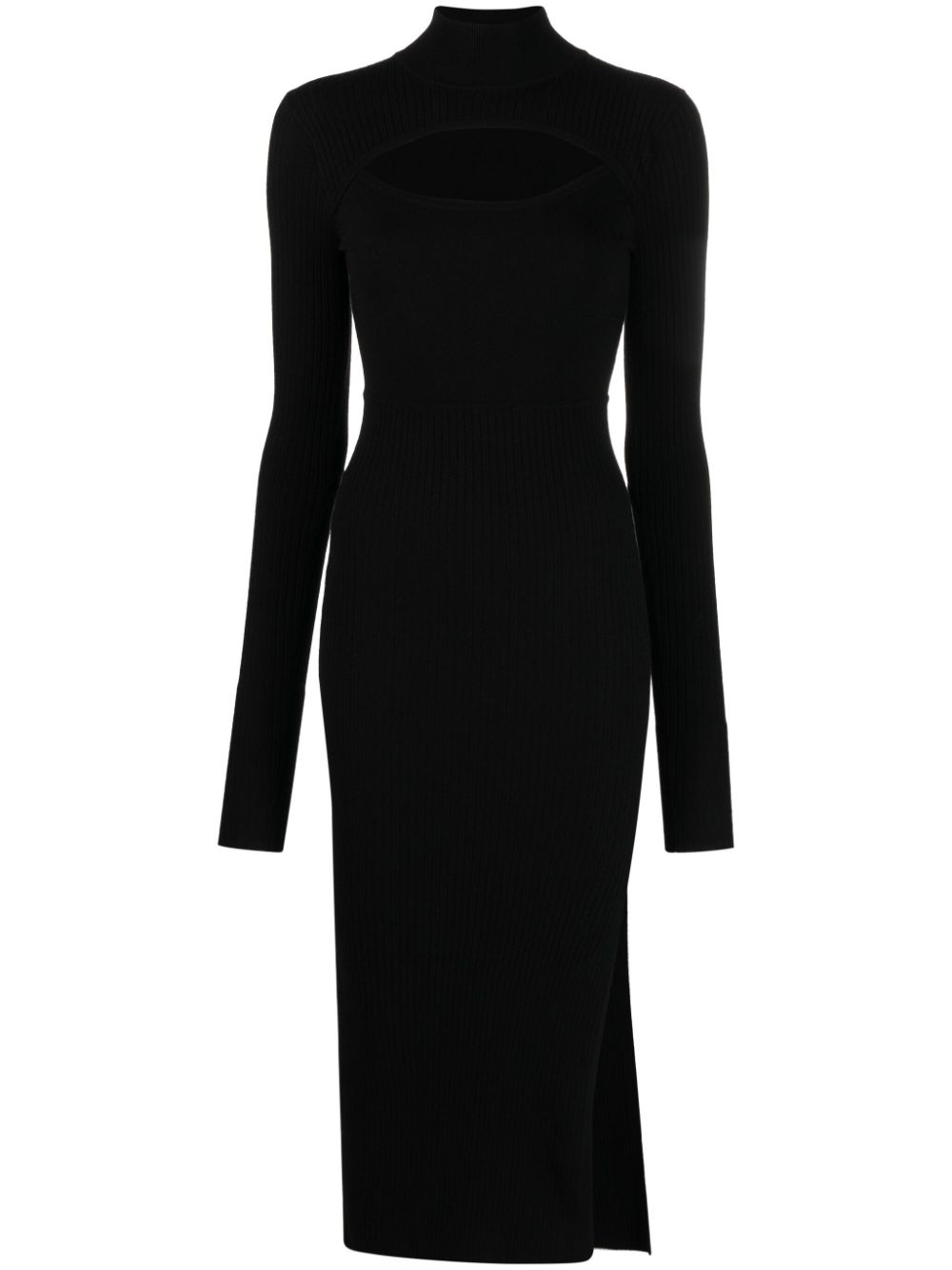 Cut-out ribbed midi dress - Black