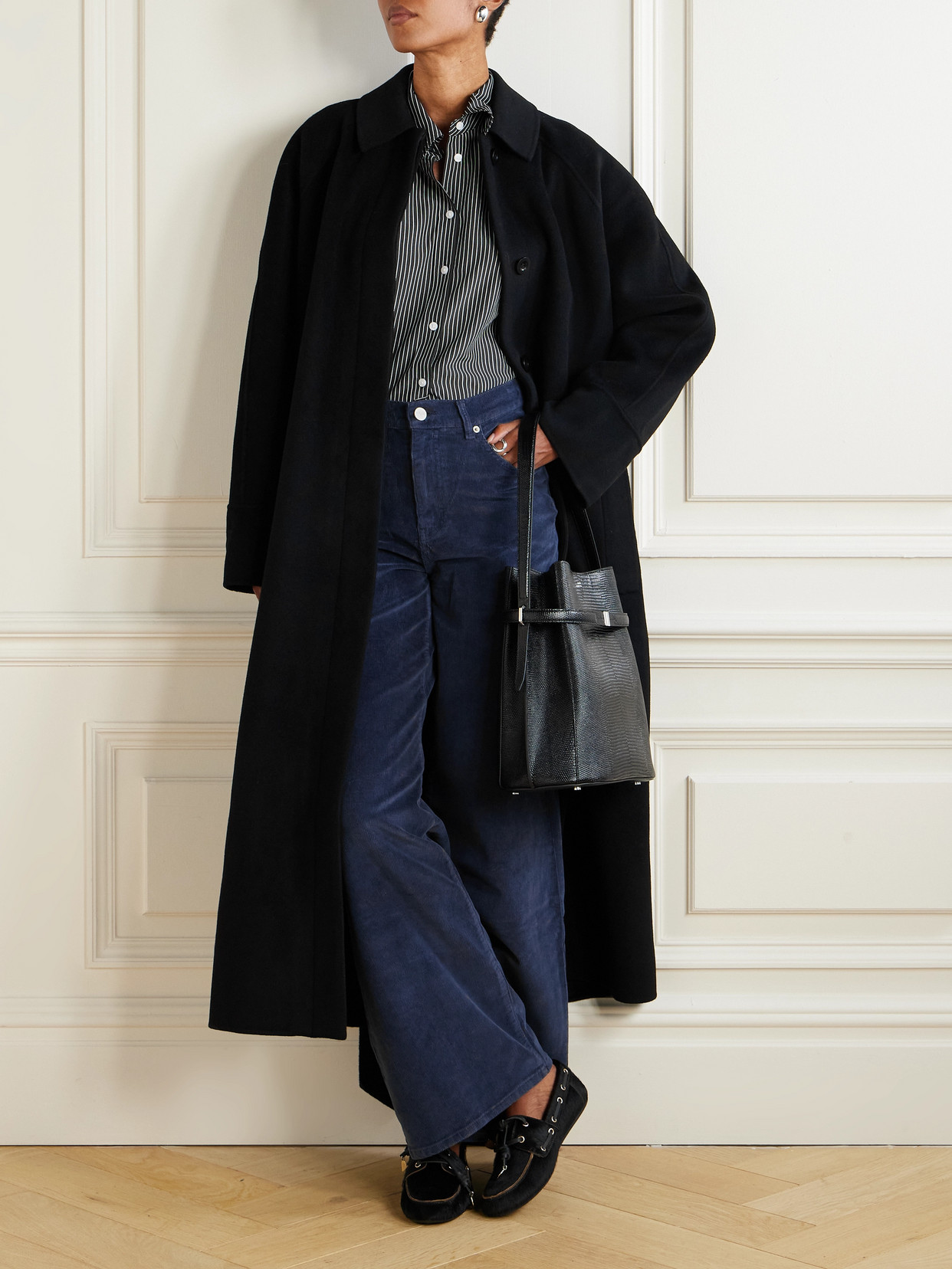 Yoonmi Belted Brushed Wool-blend Coat - Black