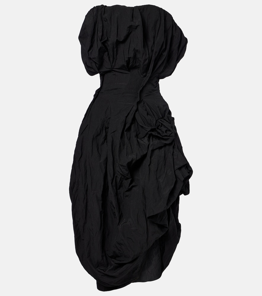 Draped cotton-blend cocktail dress
