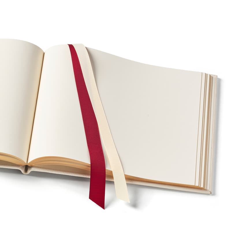 Classic Leather Guest Book in Ivory Pebble