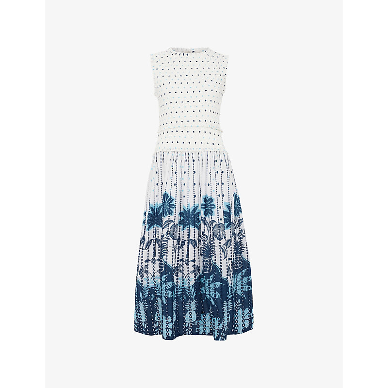 Womens Chiara Floral-Print Cotton Midi Dress