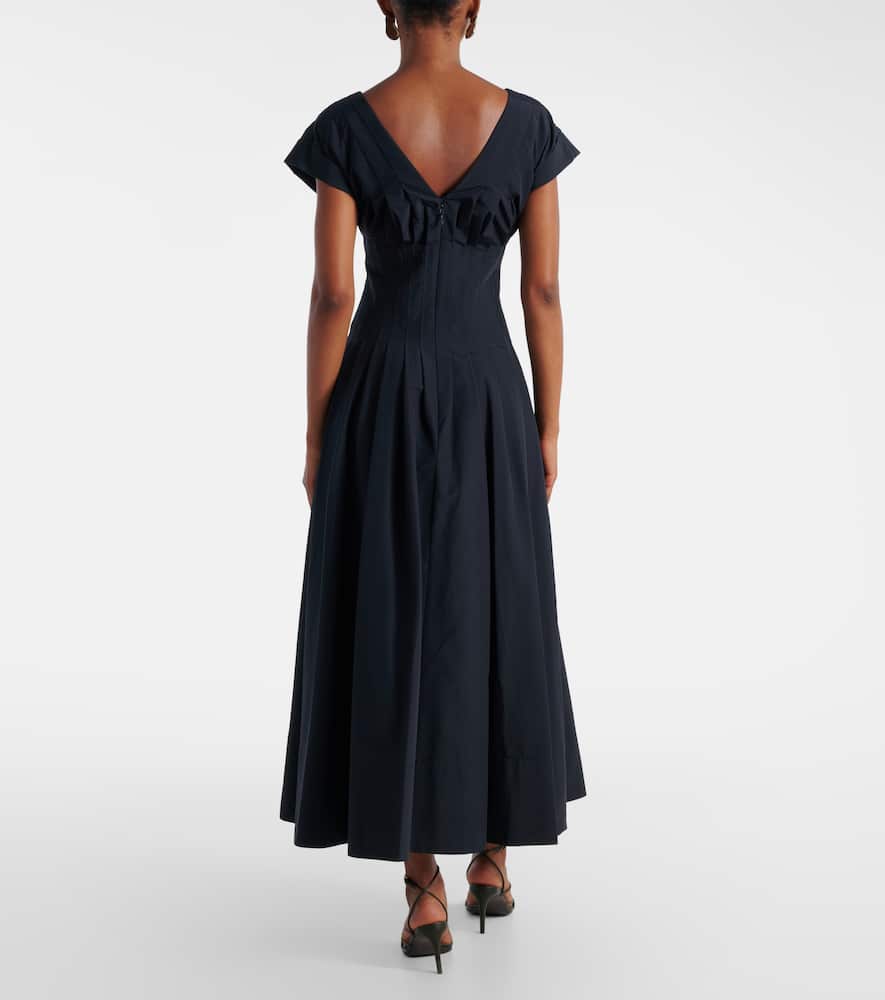 Nina pleated cotton-blend midi dress
