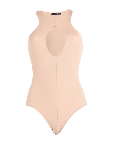 Andreādamo Woman Bodysuit Camel Size M Cotton, Elastane