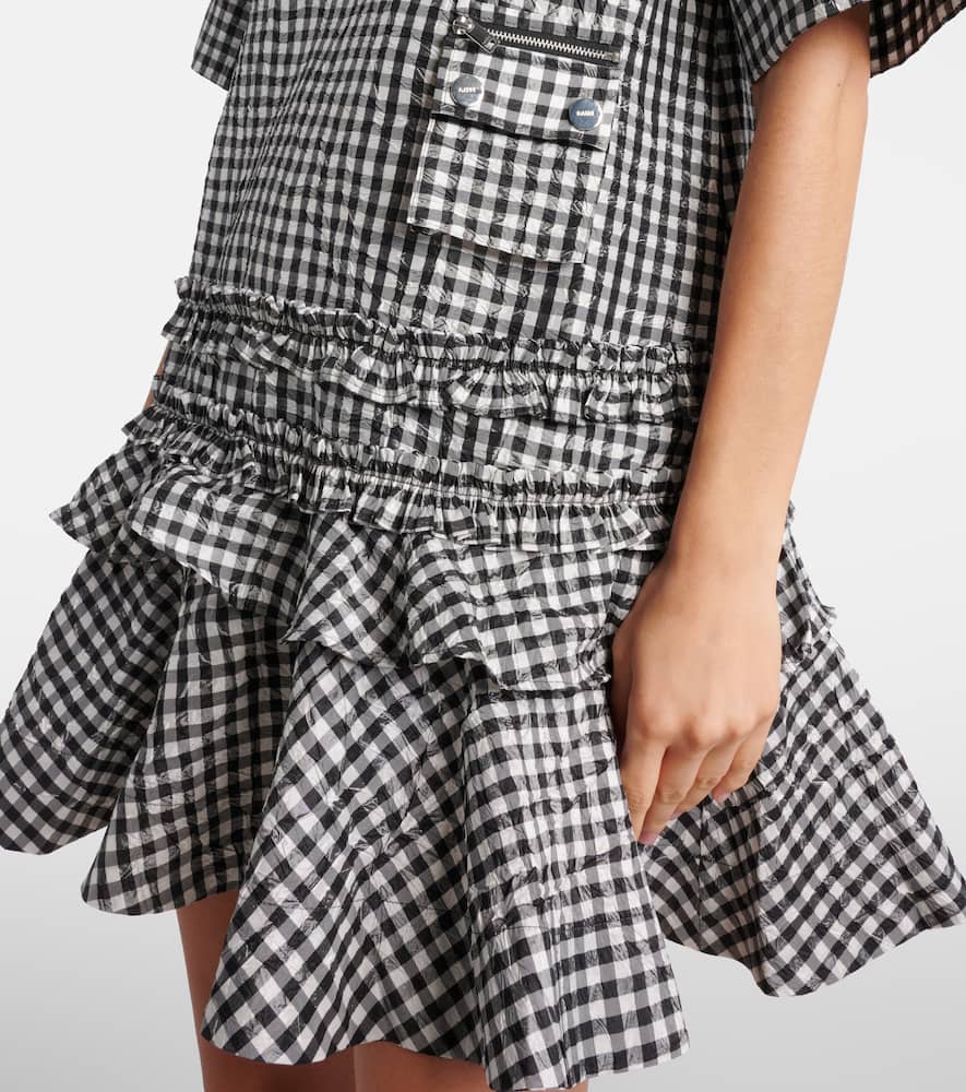Gingham ruffled minidress