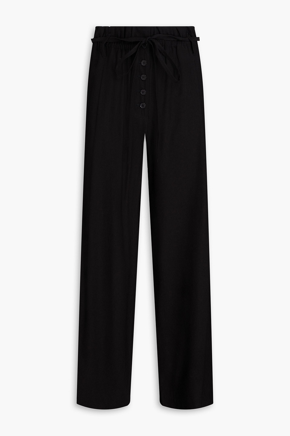 Macie belted cotton-blend twill wide-leg pants