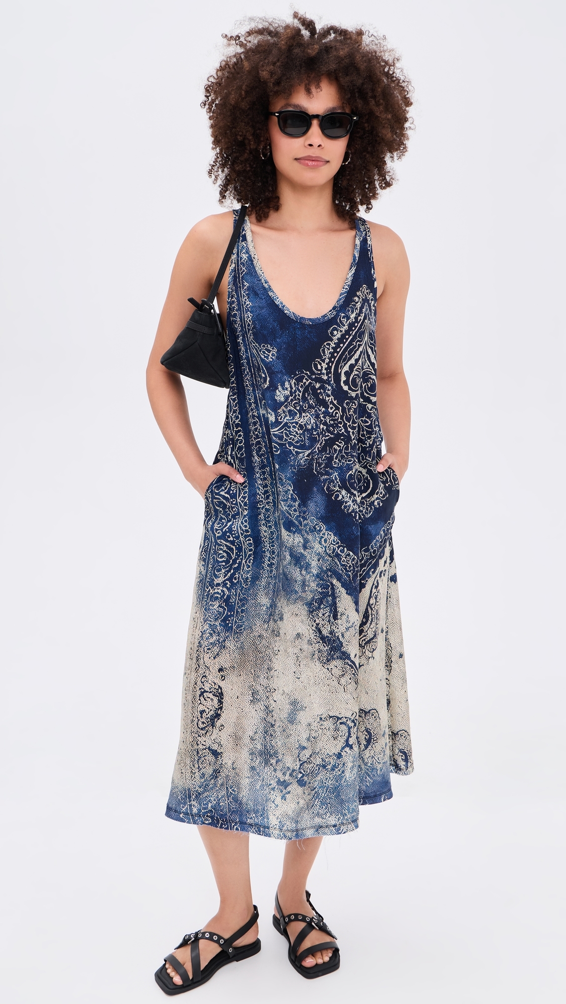 Revised Tank Dress Blue Distressed Medallion