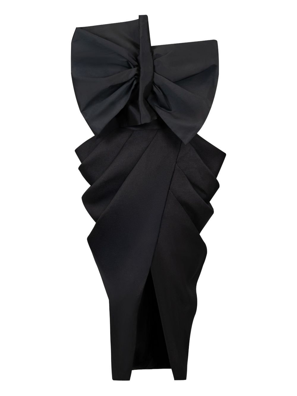 Bow-detail draped evening dress - Black