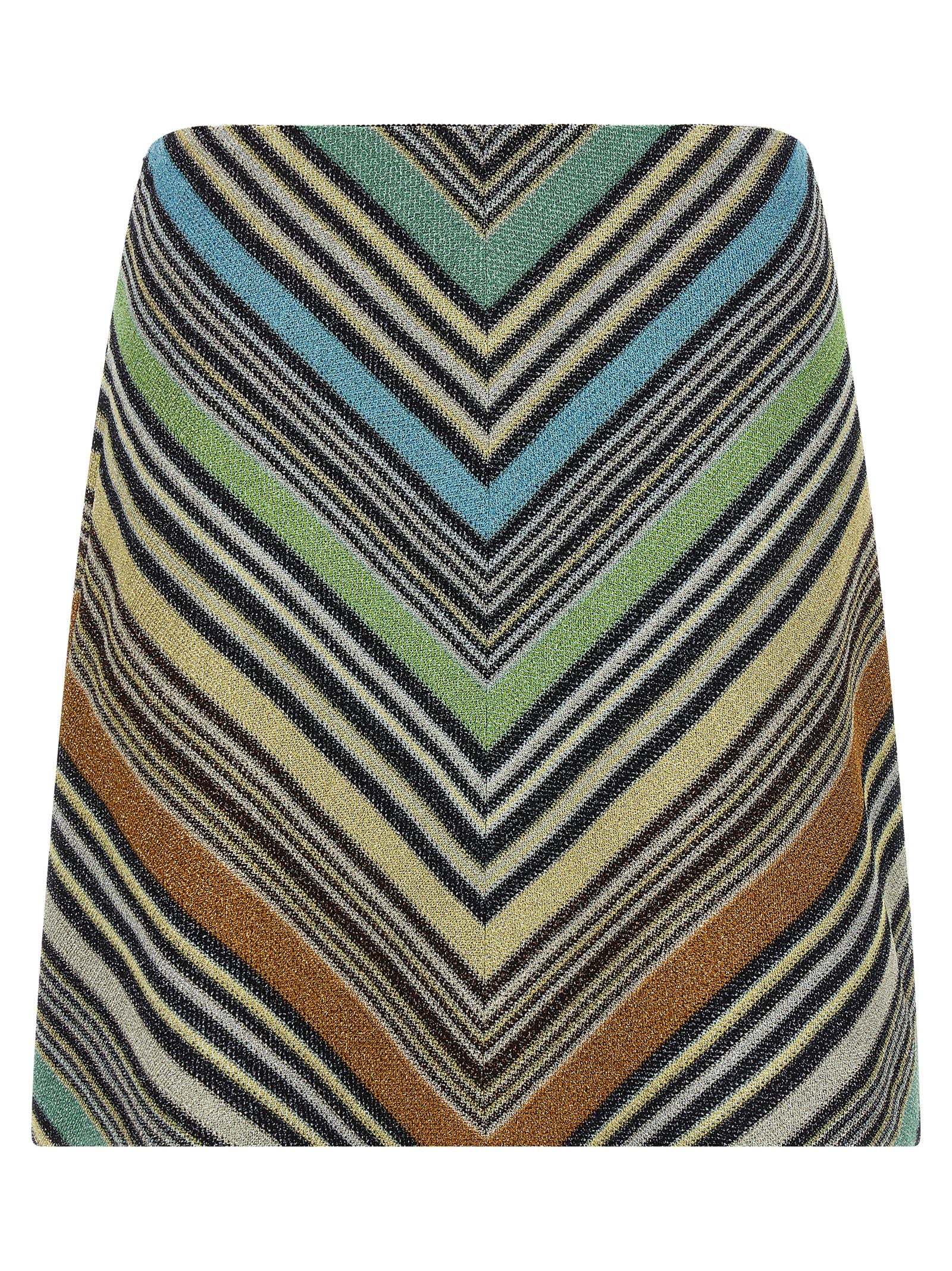 Geometric Jacquard Viscose Skirt — Multicolor