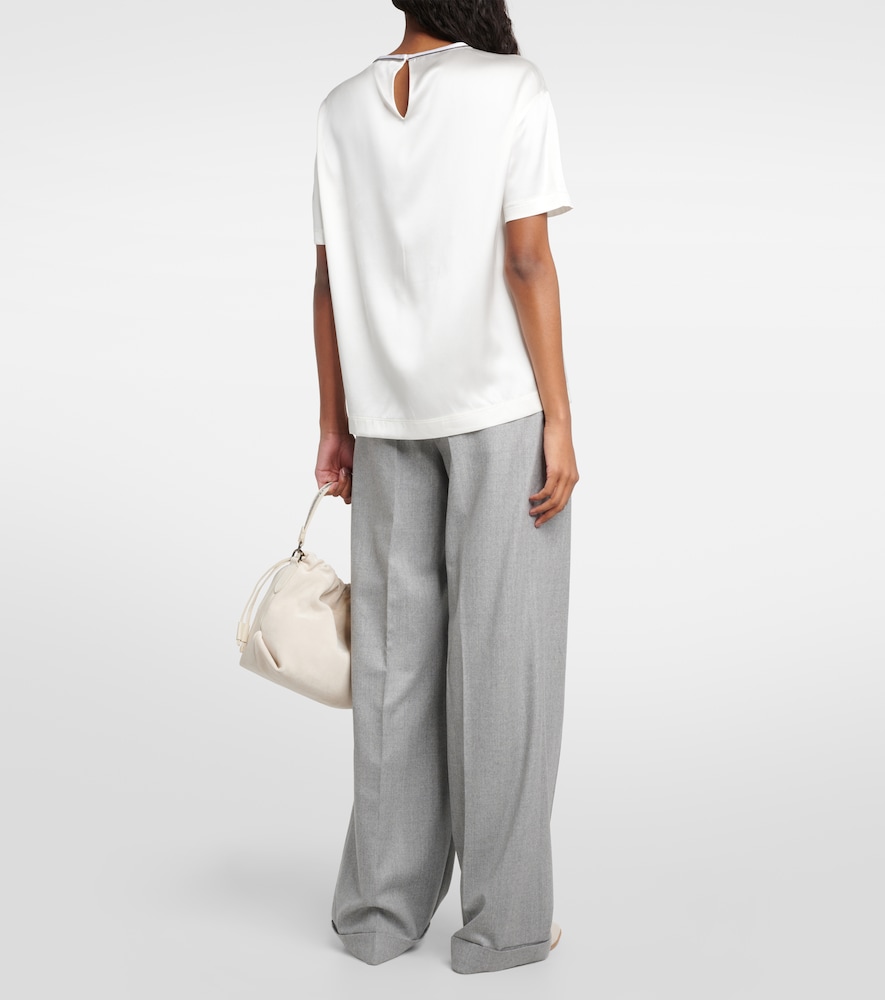 Silk-blend satin top