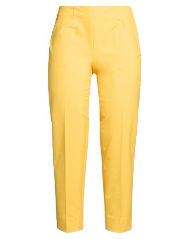 Woman Pants Yellow Size 6 Cotton, Elastane