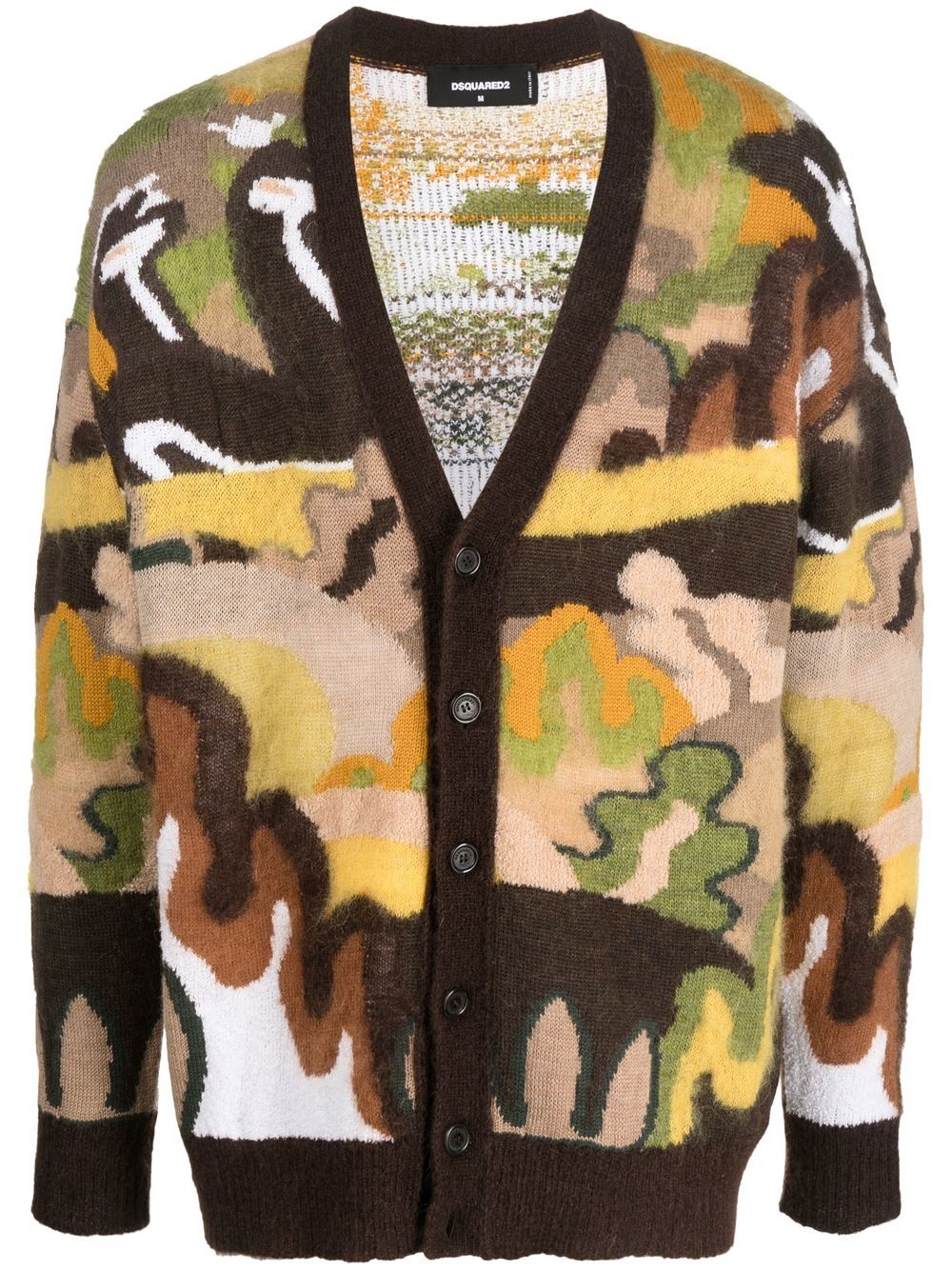 Gouache graphic-print knit cardigan - Brown