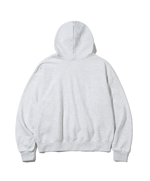 Two-Way Hooded Zip-Up in White Melange