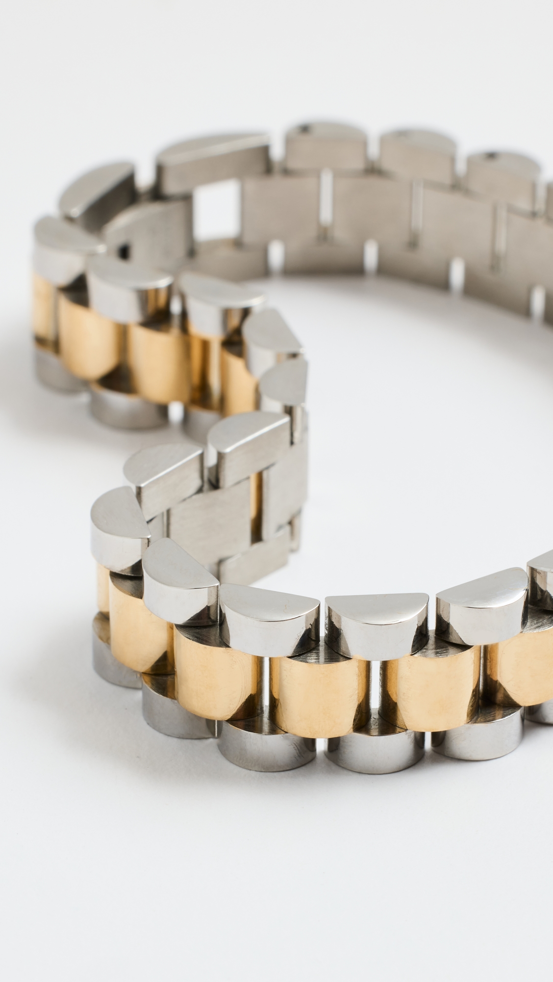 Two-Toned Timepiece Bracelet Gold/Silver One Size