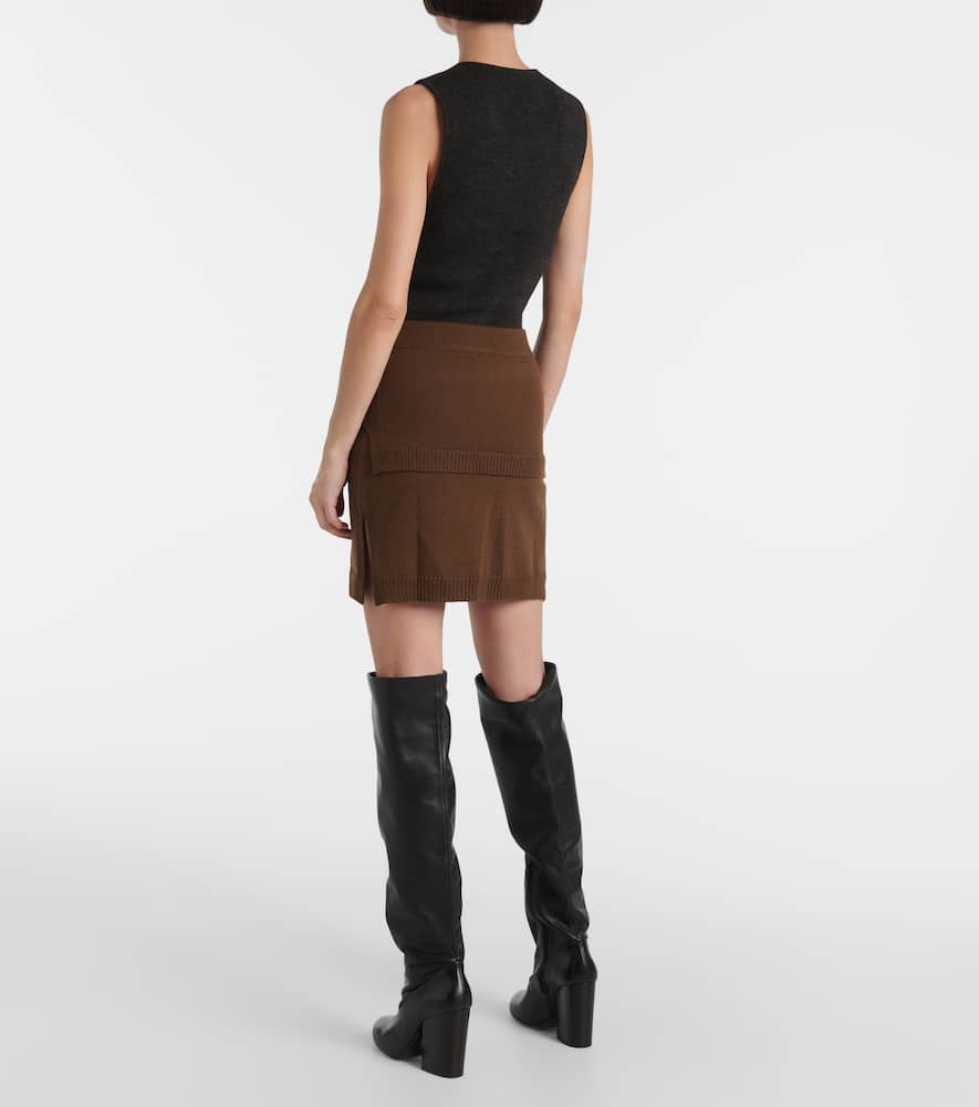 Trompe l'ail wool-blend miniskirt