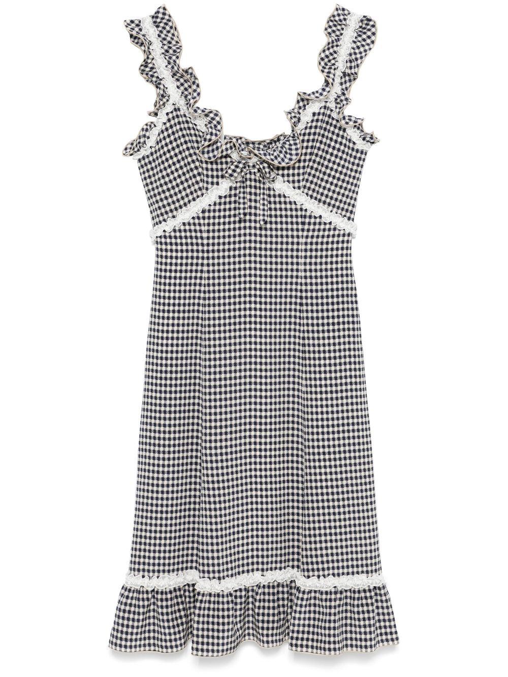 Grid-pattern midi dress - Blue