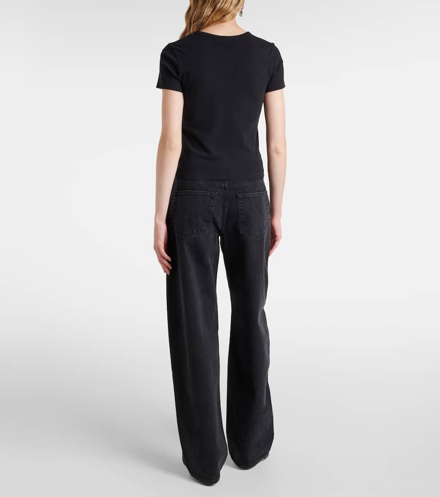 Cropped cotton jersey T-shirt