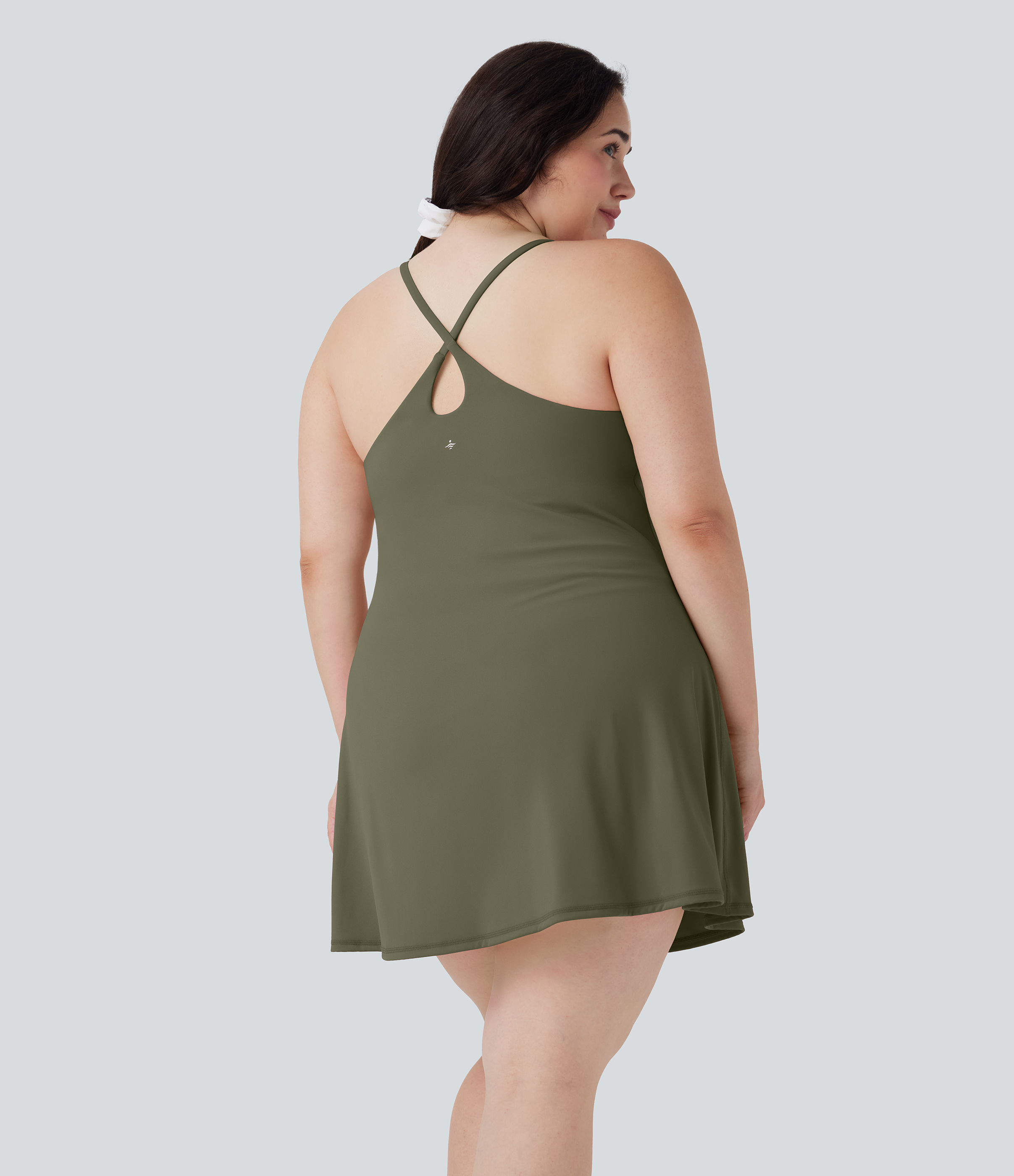 SoftlyZero™ Plush Active Plus Size Dress-Longer Length-Easy Peezy Edition Workout Dress - Grass Grey Green