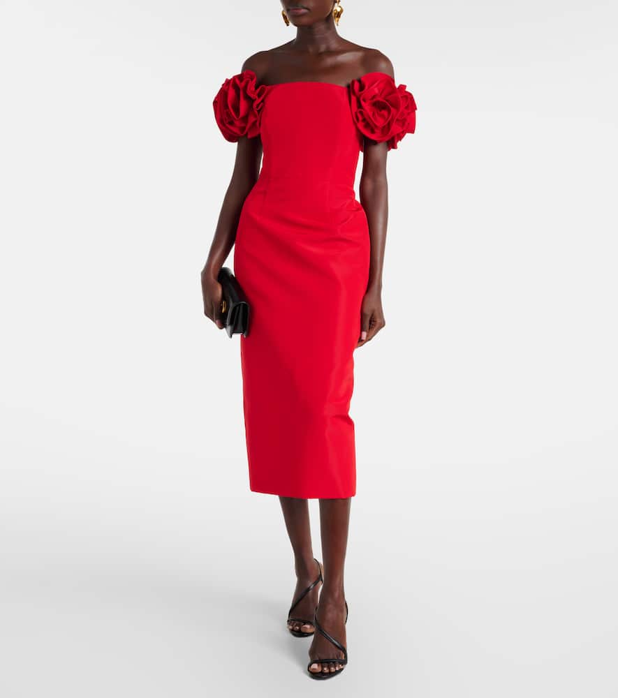 Off-shoulder silk cocktail dress