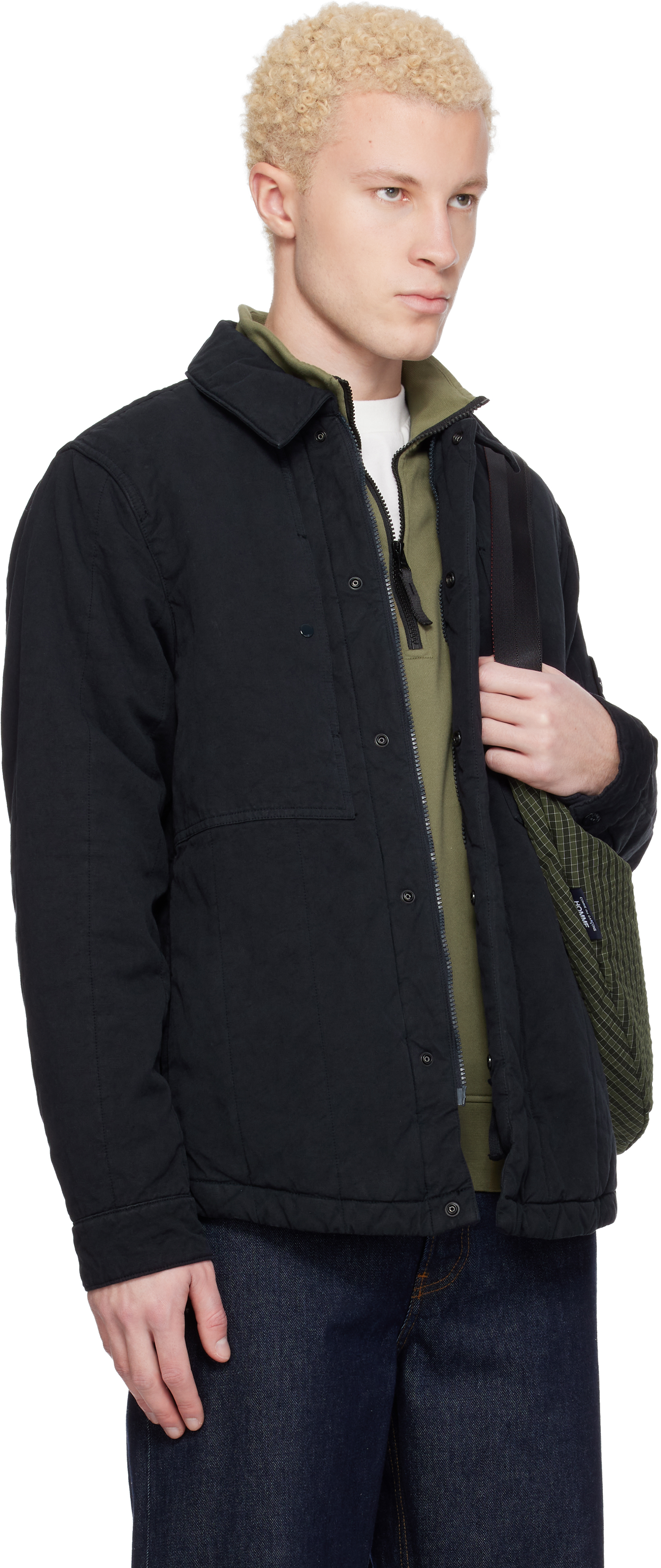 Navy 4100038 Cotton Linen Quilted-TC Ghost Jacket