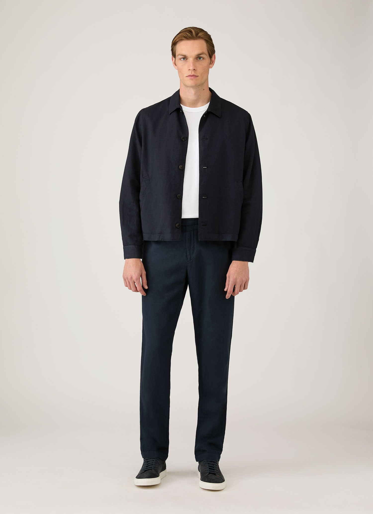 Men's Cotton Linen Jacket in Navy XL