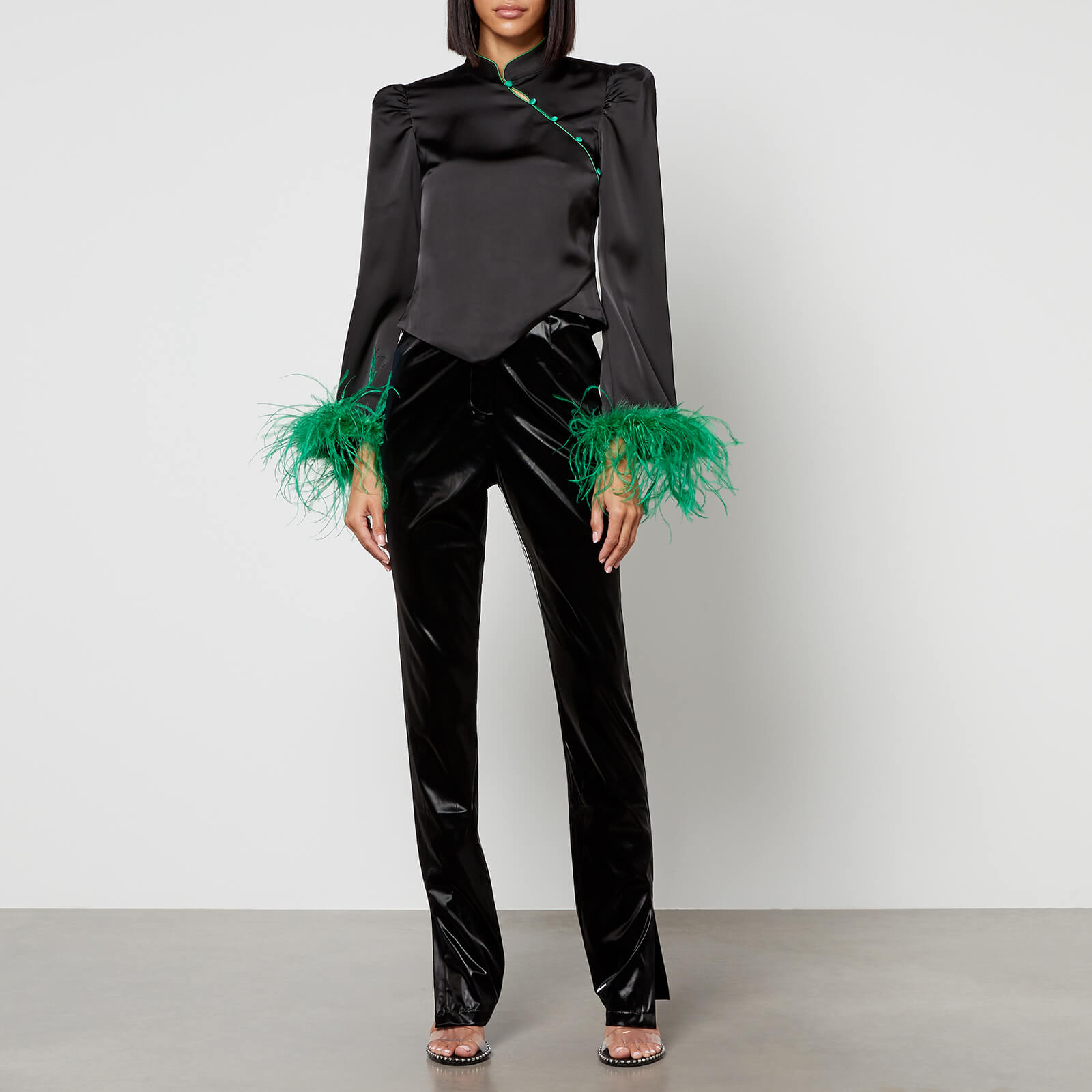 De La Vali Faux Patent-Leather Trousers - UK 14
