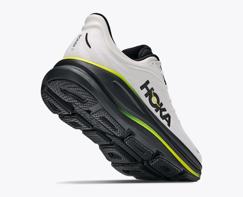 HOKA Men's Bondi 9 Shoes in White/Citrus