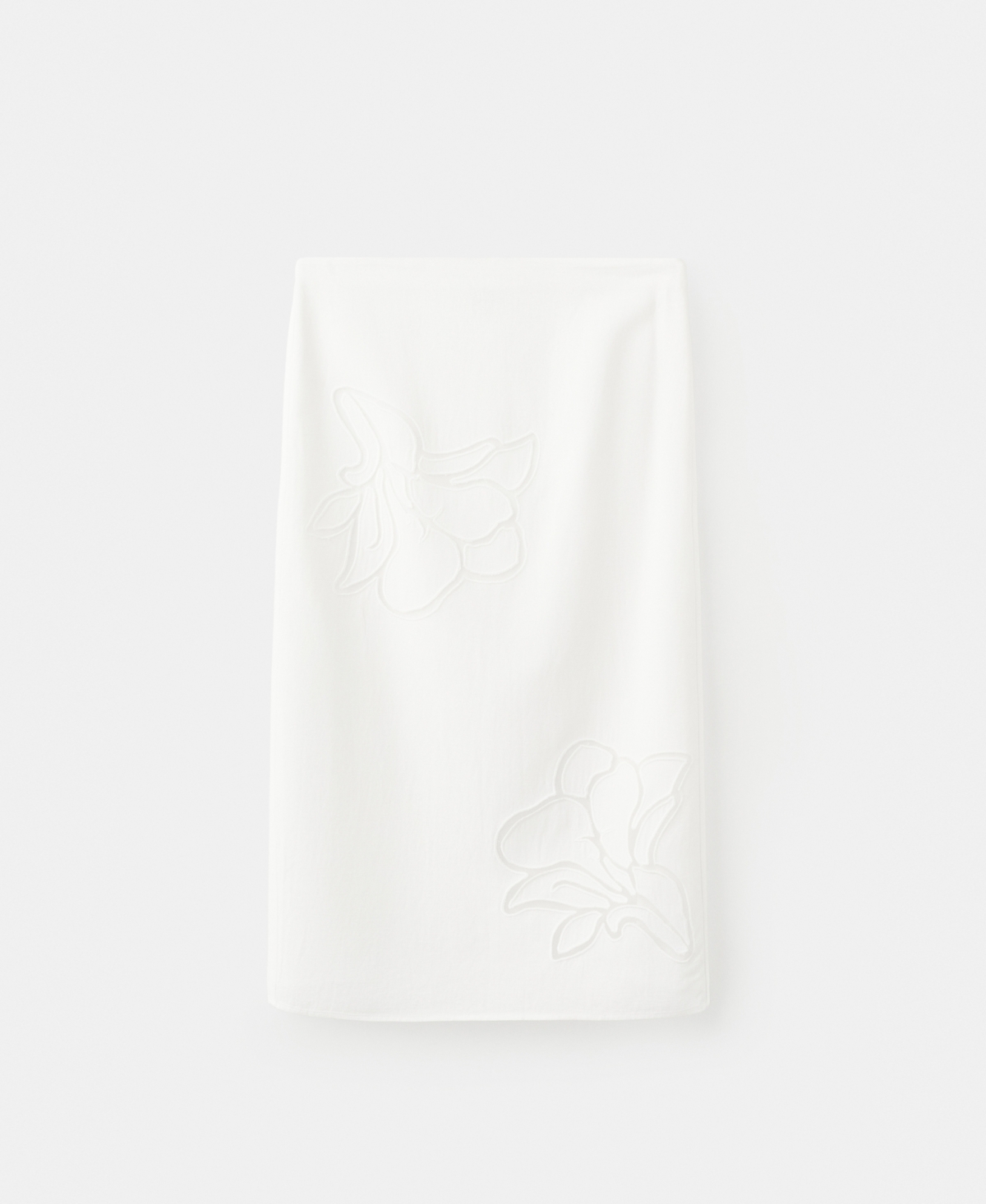 Women's Floral Embroidered Linen Skirt - White