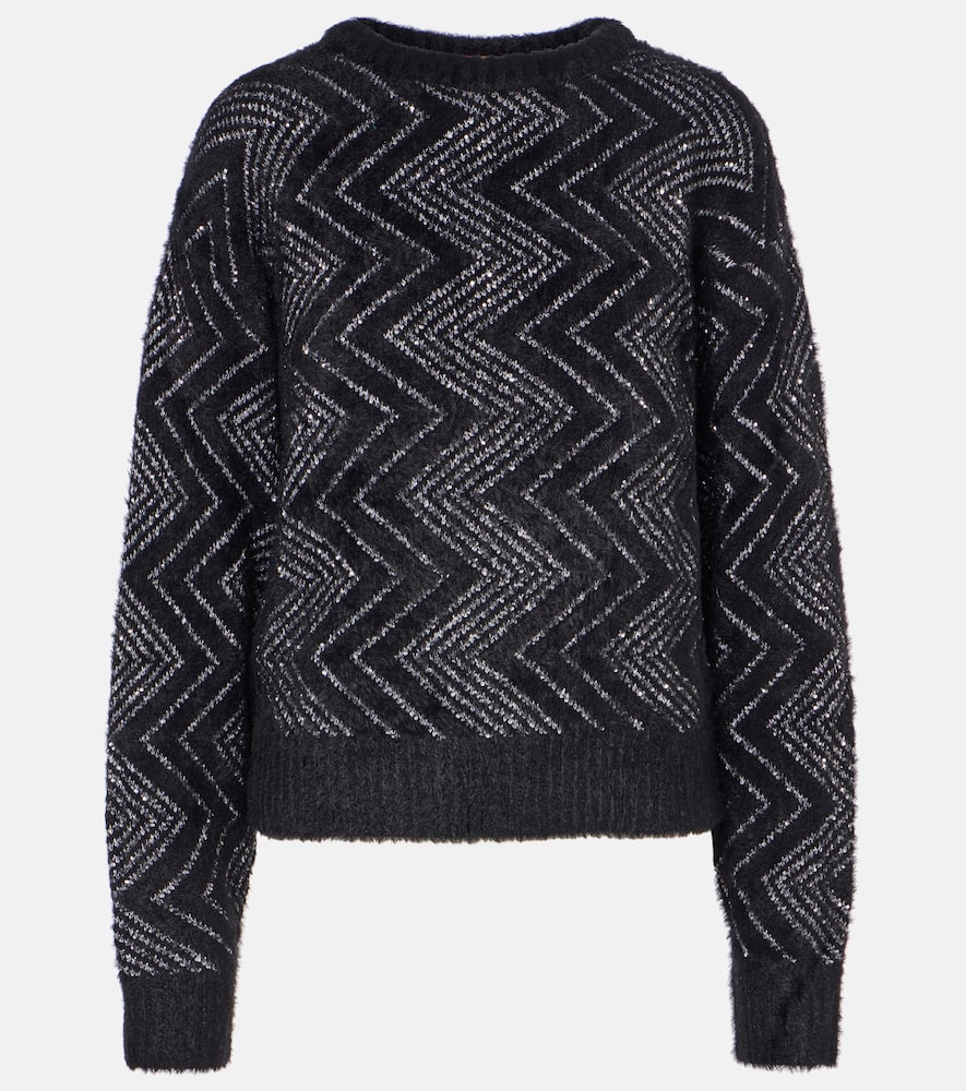 Zig Zag metallic knit sweater