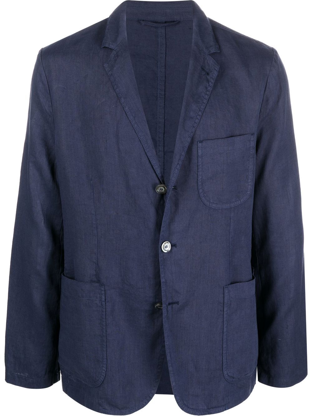 Single-breasted linen blazer - Blue