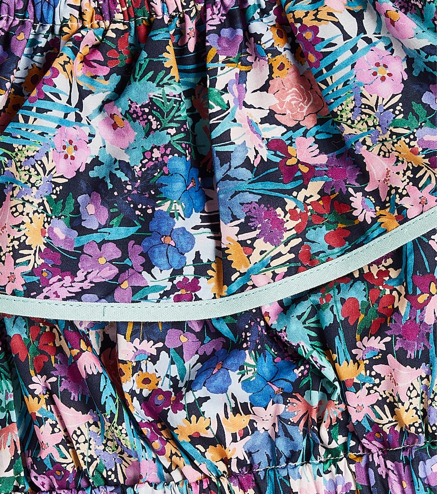Ruffled floral cotton crop top