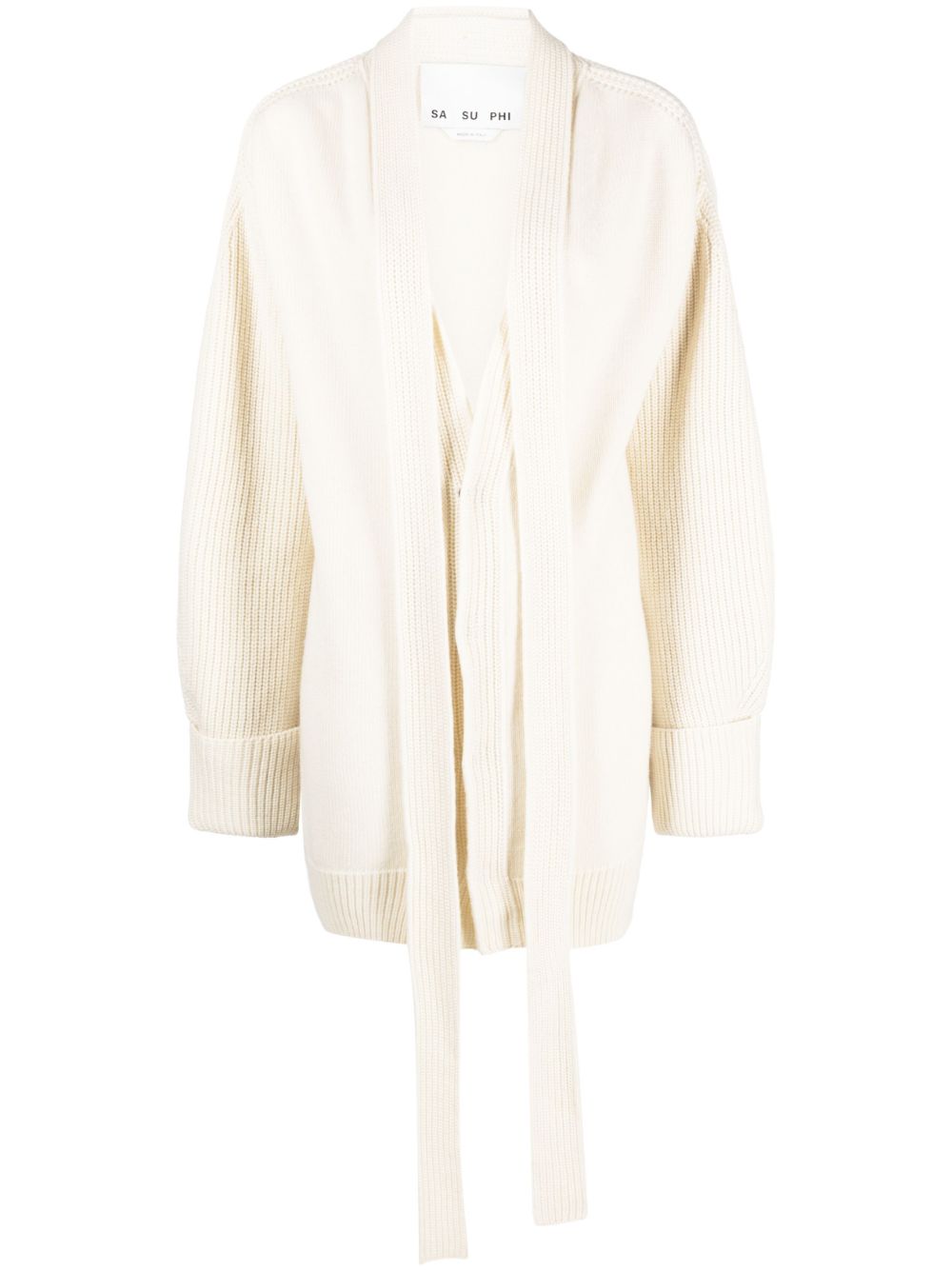 Scarf-detail cashmere cardigan - Neutrals