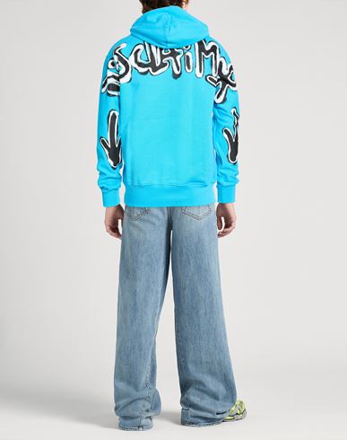 Man Sweatshirt Azure Size M Cotton
